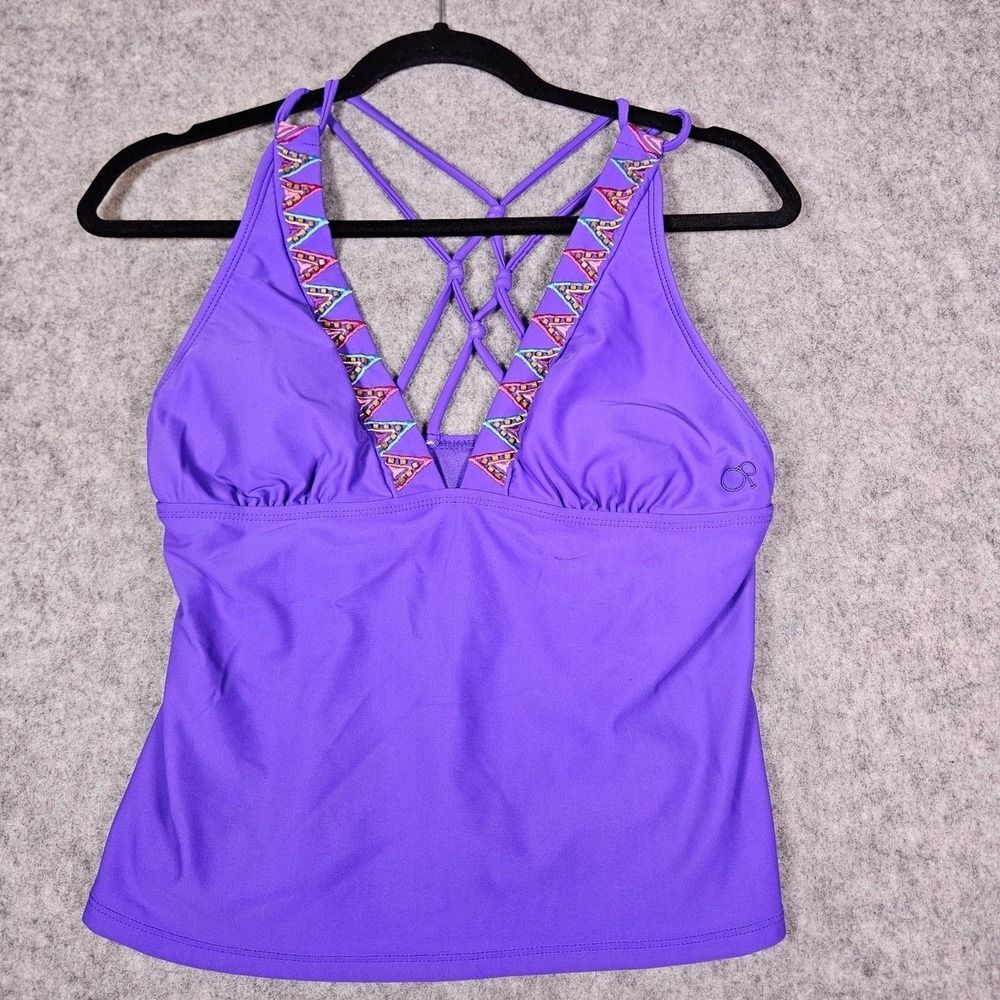 OP Juniors Purple Beaded Western Tribal Tankini Swim Top Beach Tiki Sz M (7-9)